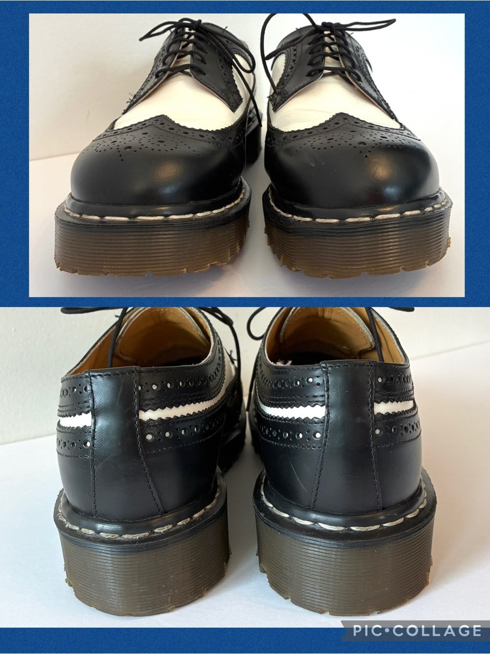 Dr. Martens 3989 Bex Smooth Leather Brogue Shoes, Black & White, Made in England - Picture 11 of 16